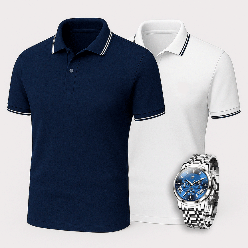 [Buy 2 Pay 1] 2-Pack Premiere Polo Shirts + Exclusive Watch