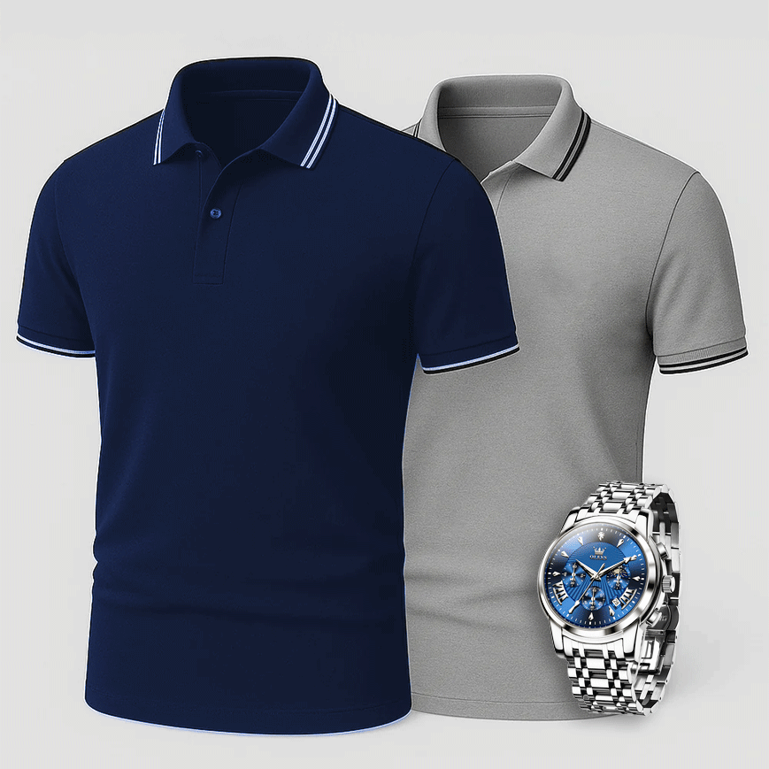 [Buy 2 Pay 1] 2-Pack Premiere Polo Shirts + Exclusive Watch