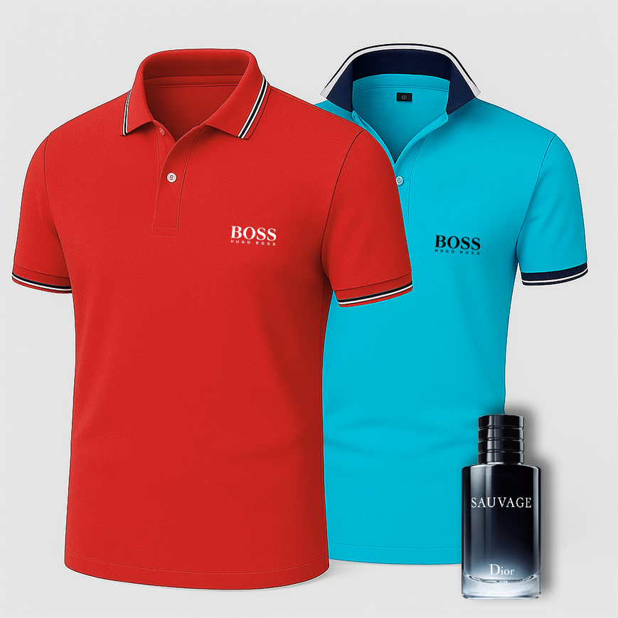 [BUY 1 GET 2] Premiere Polo Shirt Kit – 2 Premium Polos + Free Luxury Fragrance