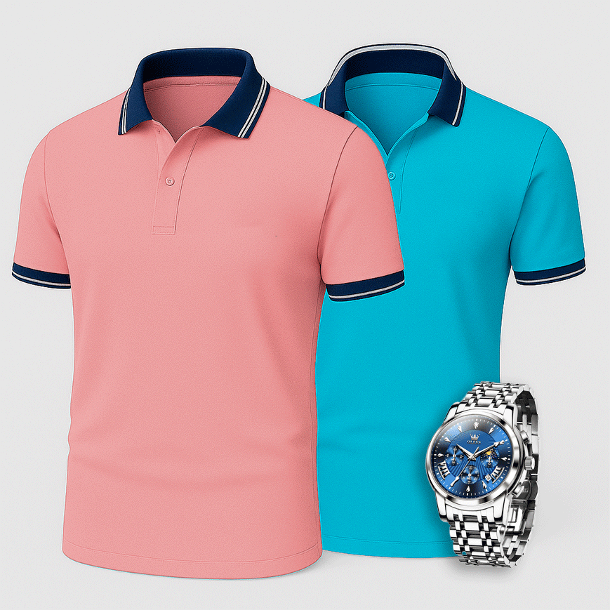 [Buy 2 Pay 1] 2-Pack Premiere Polo Shirts + Exclusive Watch