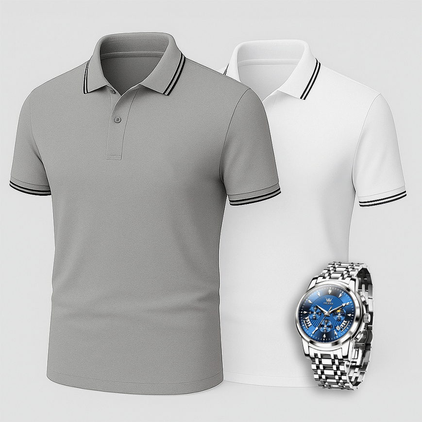[Buy 2 Pay 1] 2-Pack Premiere Polo Shirts + Exclusive Watch