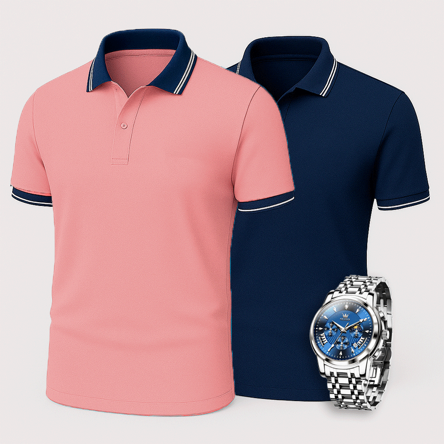 [Buy 2 Pay 1] 2-Pack Premiere Polo Shirts + Exclusive Watch